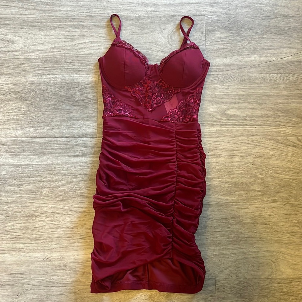 Lace Mesh Bustier Corset Mini Dress